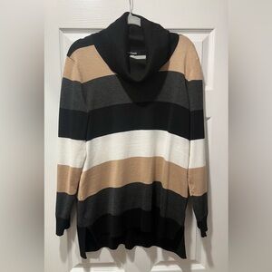 Cowl Neck Color Block Long Sweater size Large by Cable & Gauge NWOT